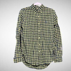 Ralph Lauren Shirt Mens Medium Long Sleeve Button Down Yellow Blue Cotton